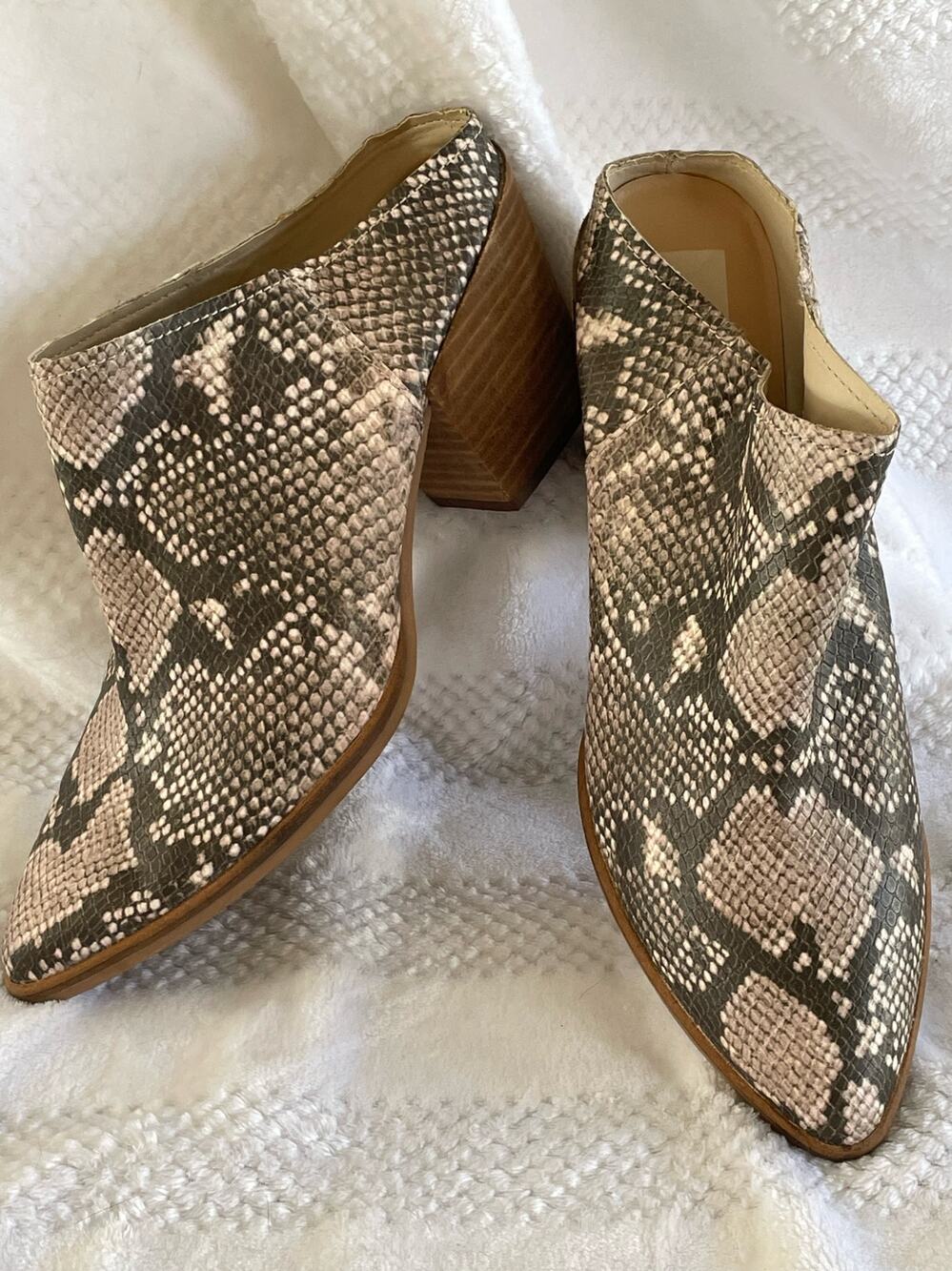 Dolce Vita Snakeskin Heeled Mules size 10